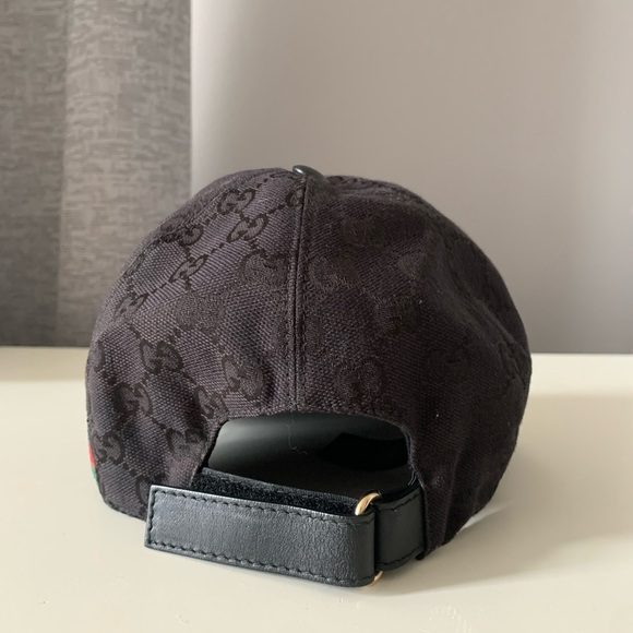 GUCCI BLACK CANVAS BASEBALL HAT WITH WEB [AUTHENTIC] - Picture 6 of 12